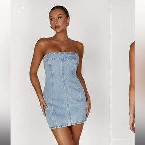 Meshki Denim Strapless Dress